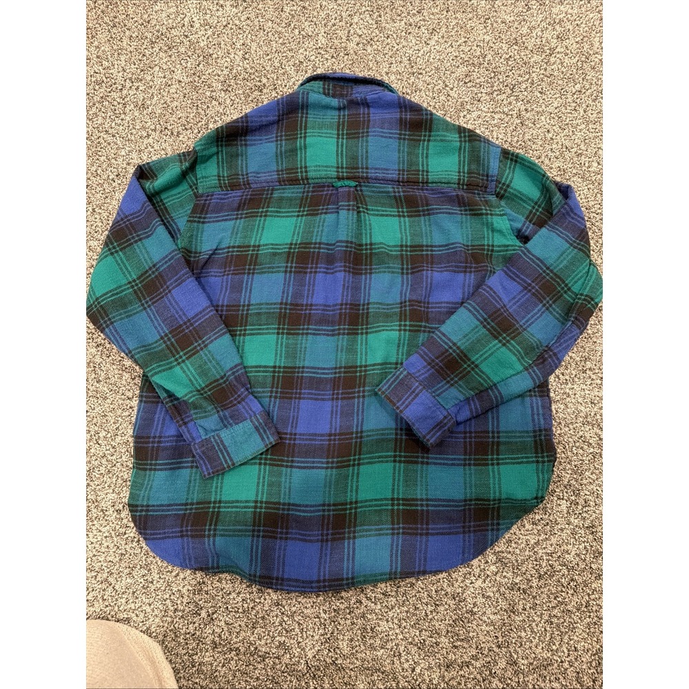 American Eagle Blue Green Plaid Flannel Button Down Shirt Womens Small 3671 - Picture 7 of 7
